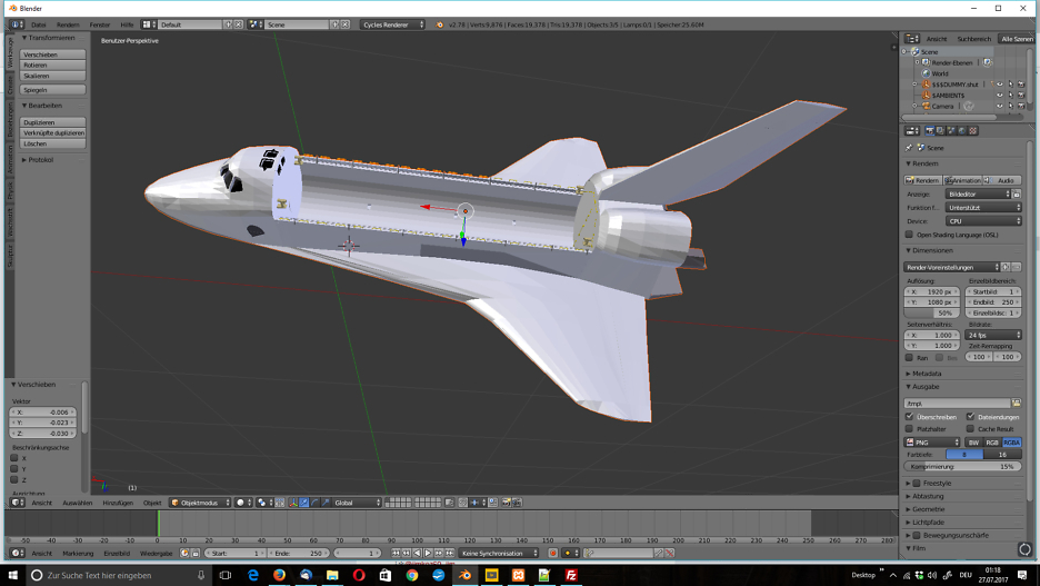 3D Model vom Space Shuttle in Blender