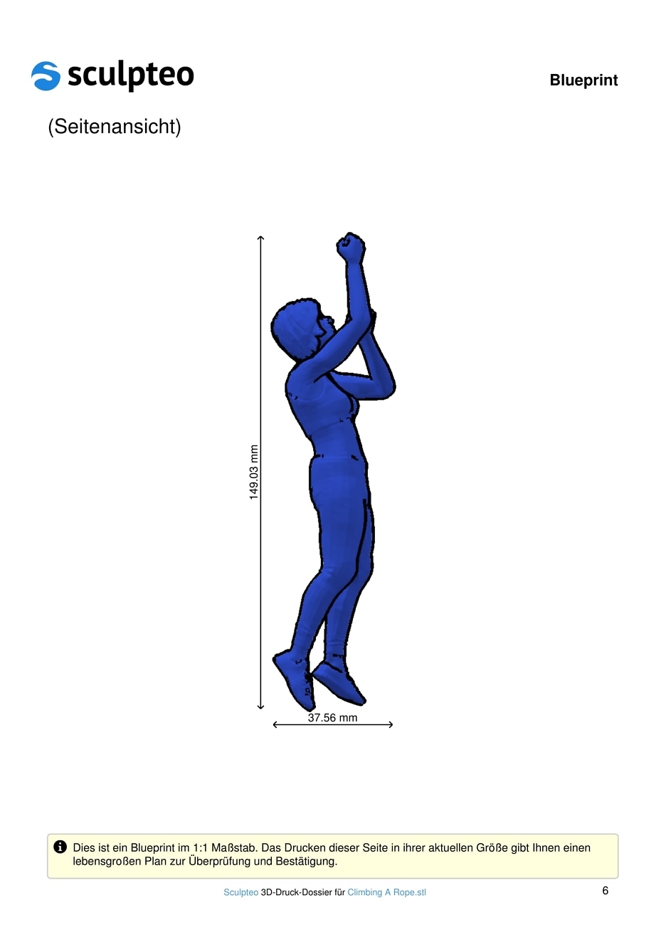 3D-Druck-Dossier für eine farbenfrohe Kletterin am Seil