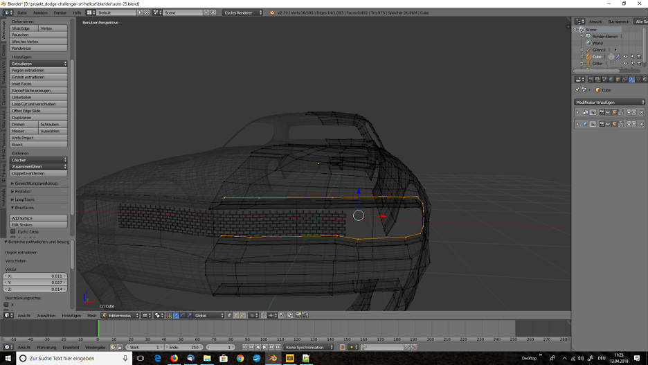 3D-Modelling von einem Auto nach Blaupausen