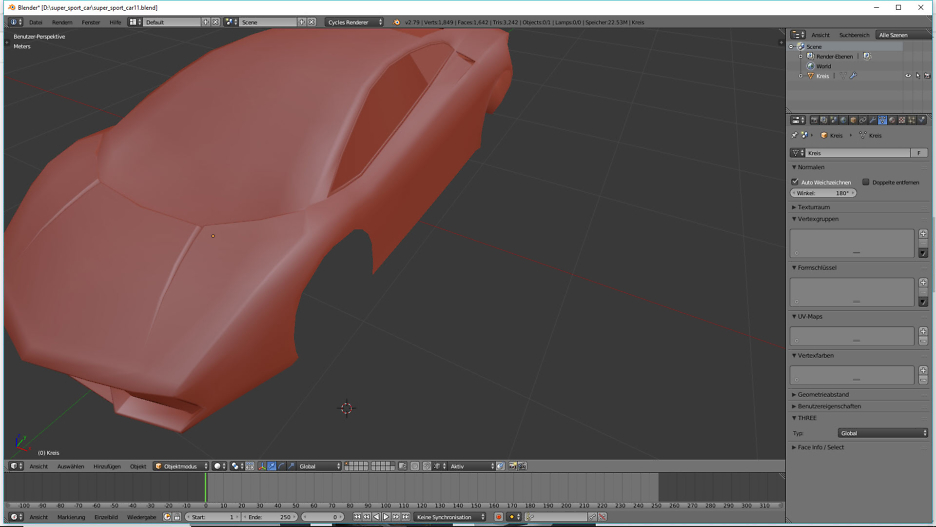 Tag 6: Blender 3D-Modelling von einem Supersportwagen 1