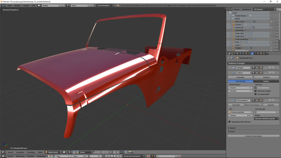 3D-Modelling von einem Geländewagen