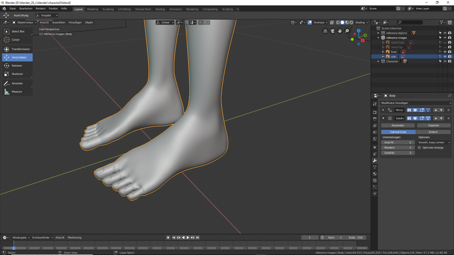 Blender: 3D-Modellierung der Füße