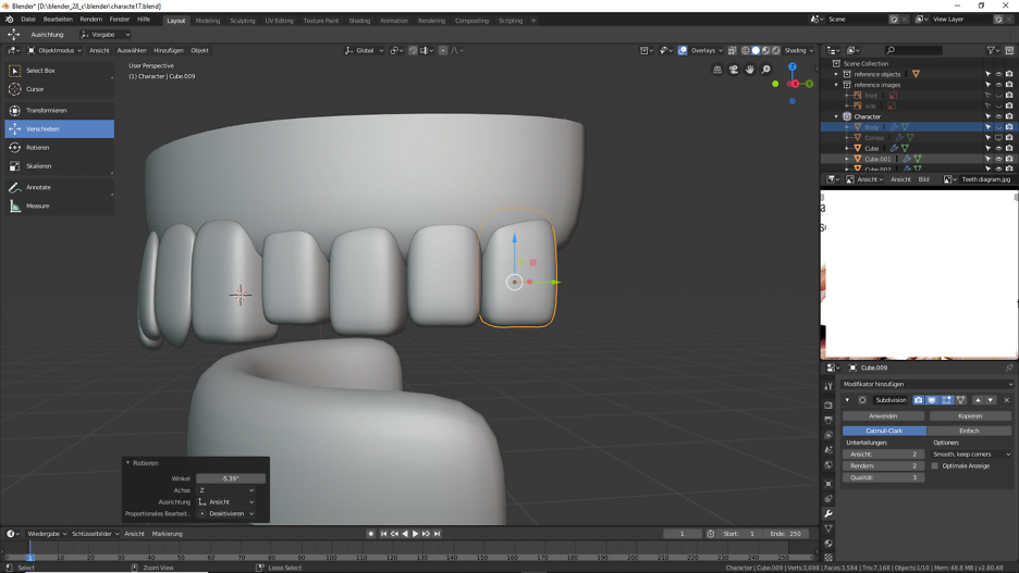 Blender: Zähne für unsere 3D Figur