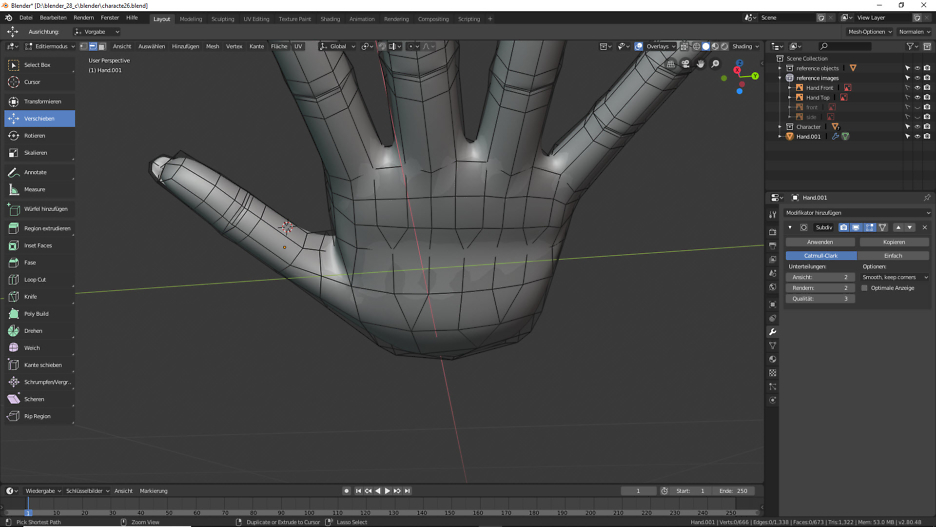 3D-Modellierung einer Hand