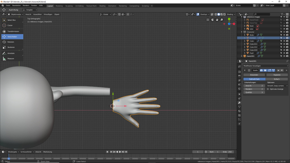Blender: 3D-Modellierung der Hand 1