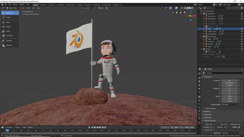 3D-Modellierung einer Astronautin mit Blender
