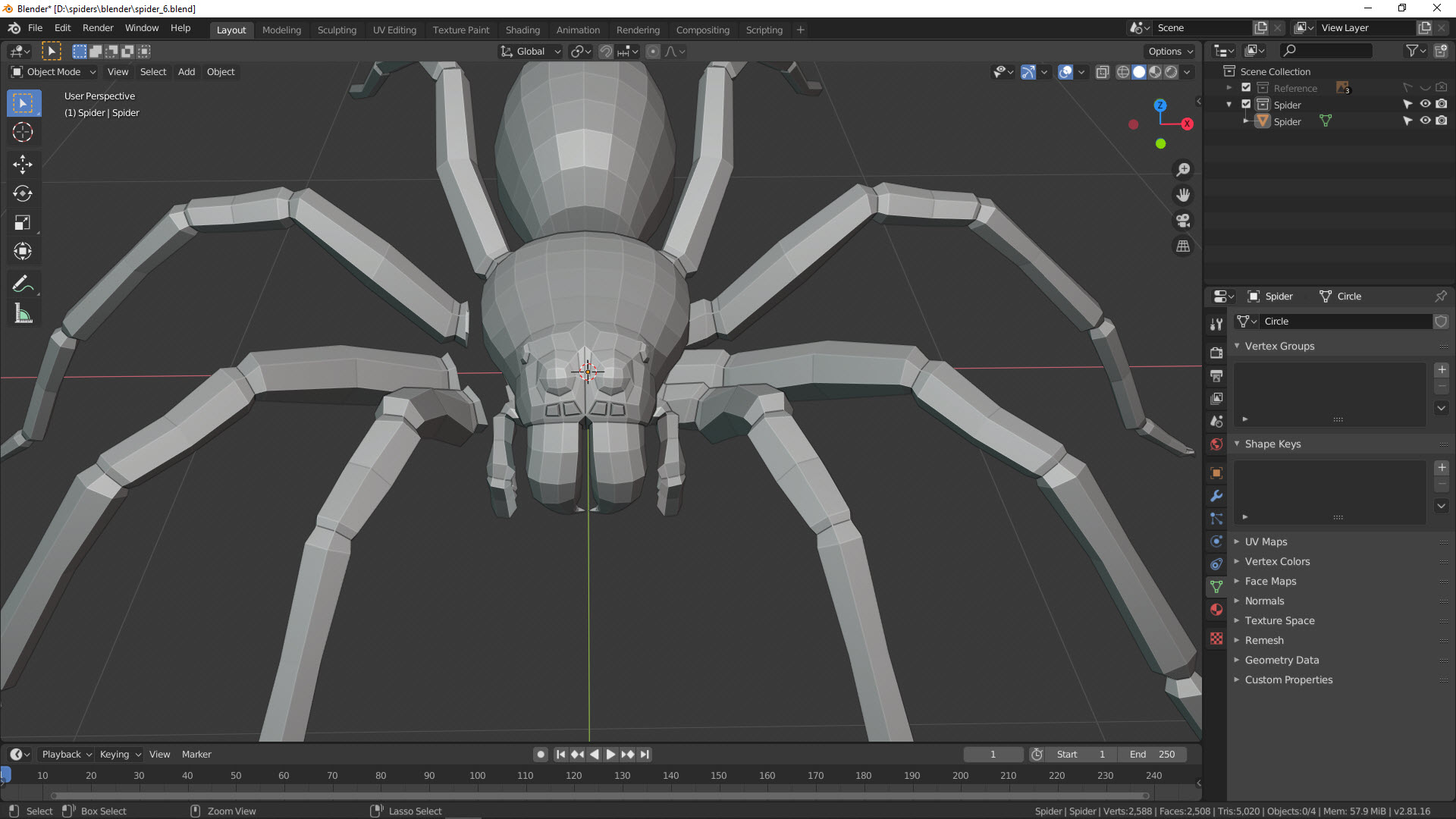 3D Modellierung einer Spinne in Blender Bild 20