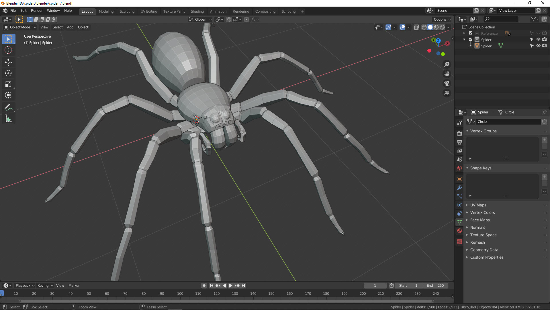 3D Modellierung einer Spinne in Blender Bild 21