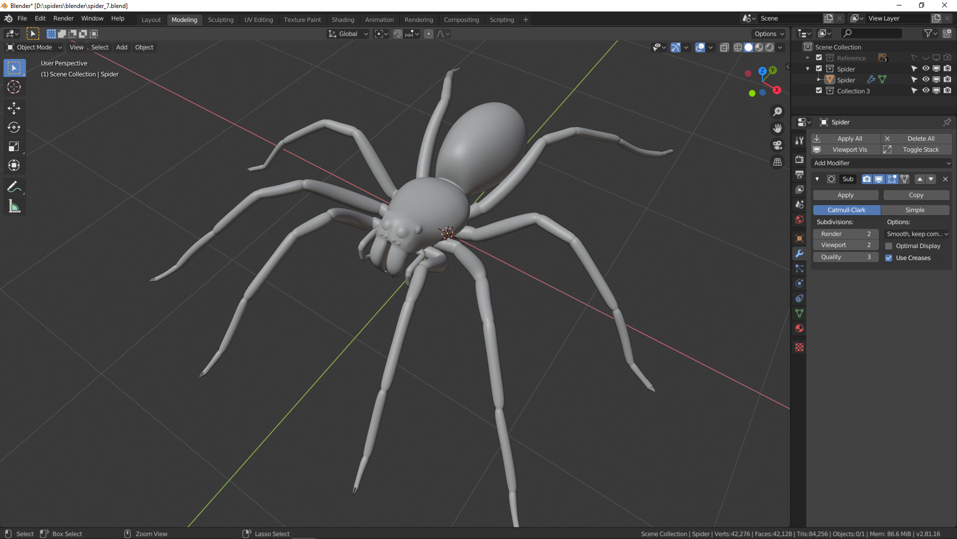 3D-Modellierung einer Spinne in Blender Bild 22