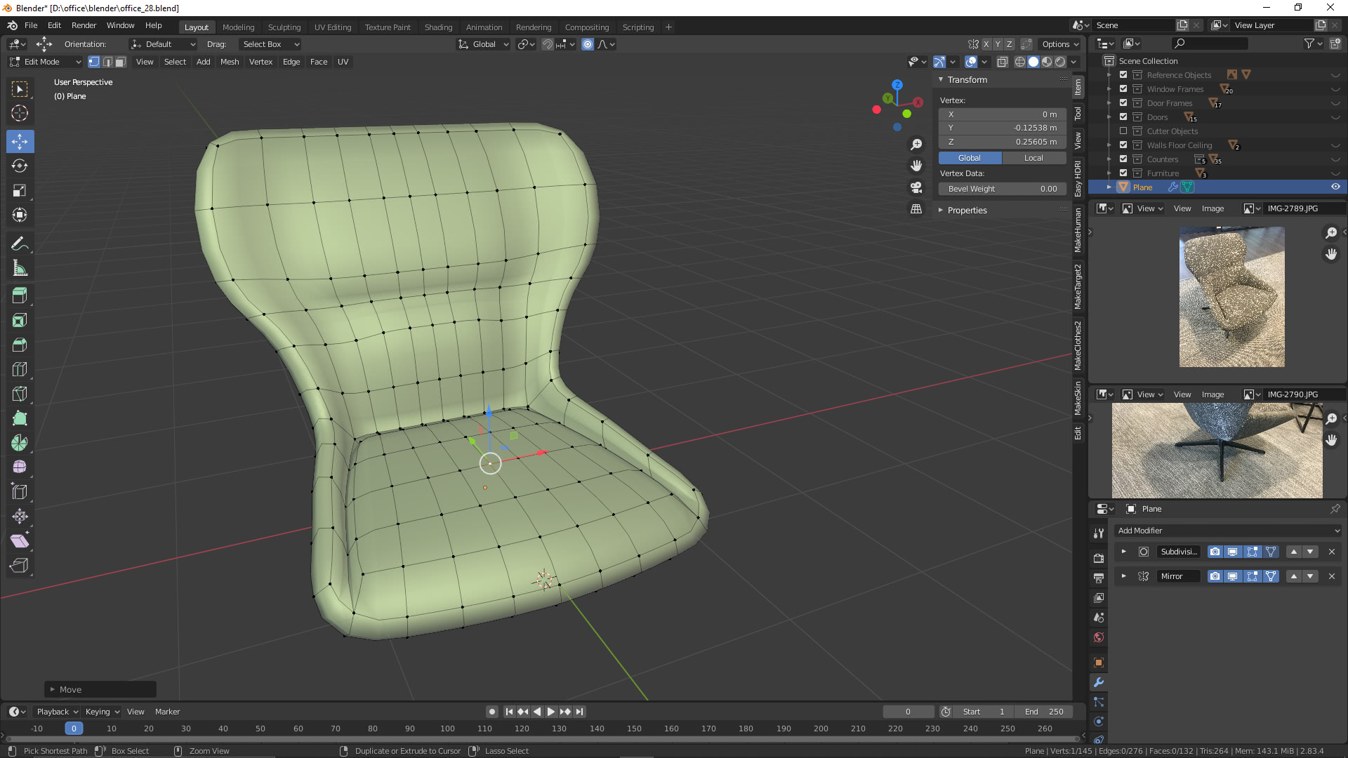 Visualisierung: Sessel 3D Visualisierung mit Blender
