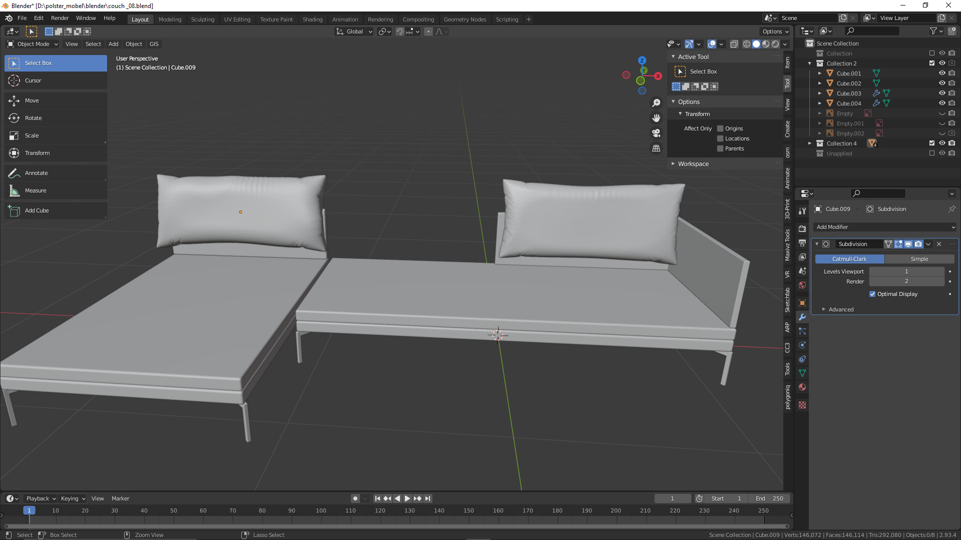 3D Visualisierung: Couch für VR/AR