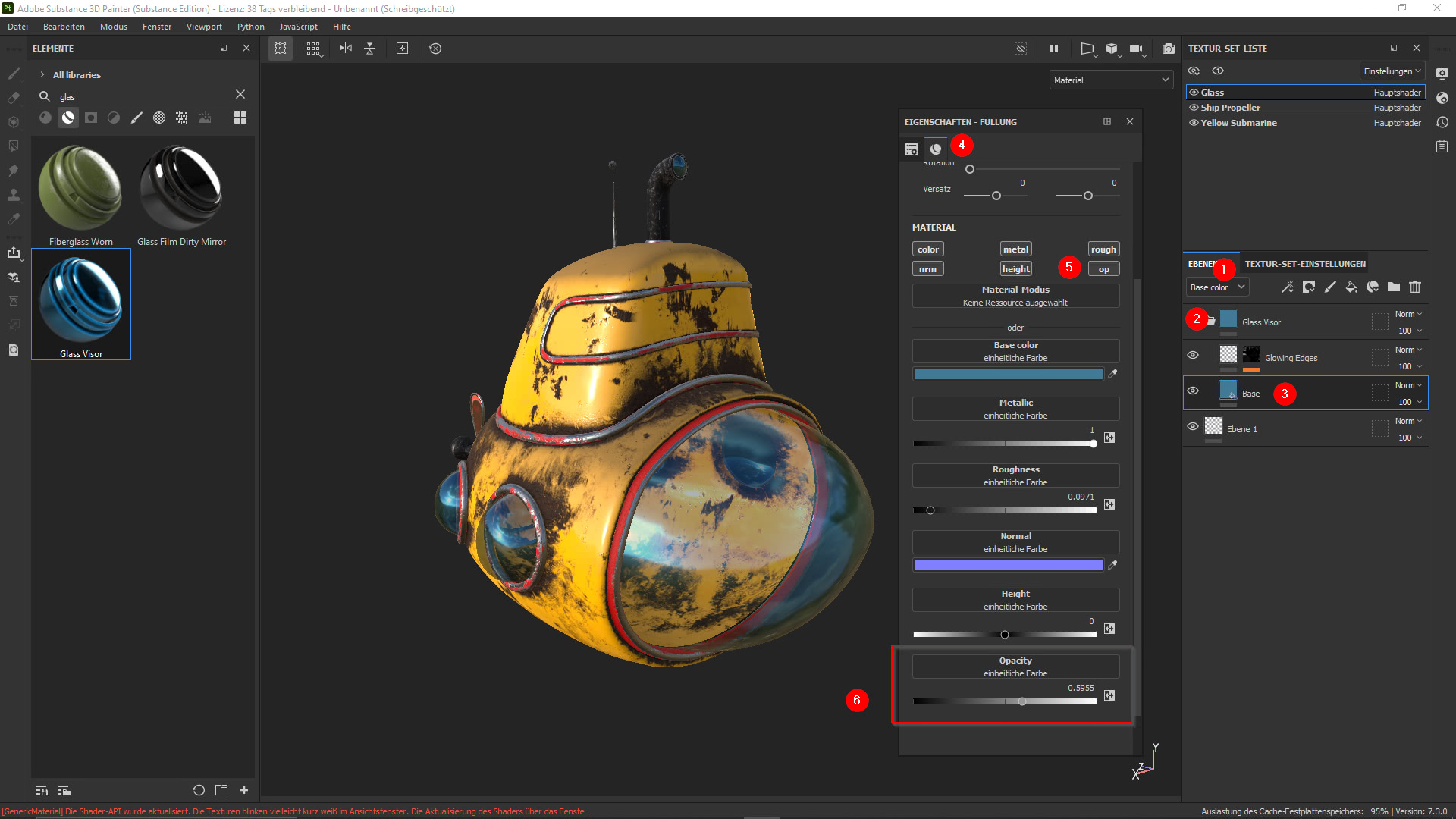Glasmaterial in Substance Painter