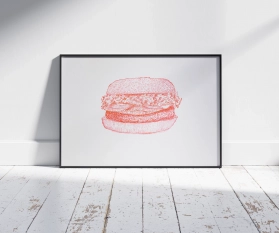 Hamburger in roter Tinte