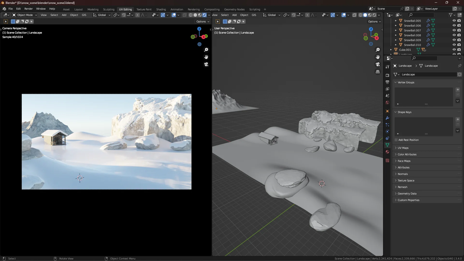 Schneelandschaft - 3D-Schnee-Szenen