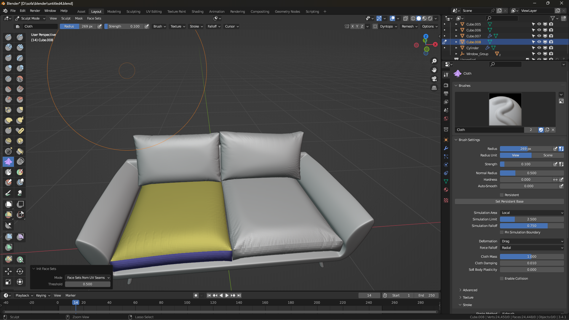 Sofa Modellierung in Blender