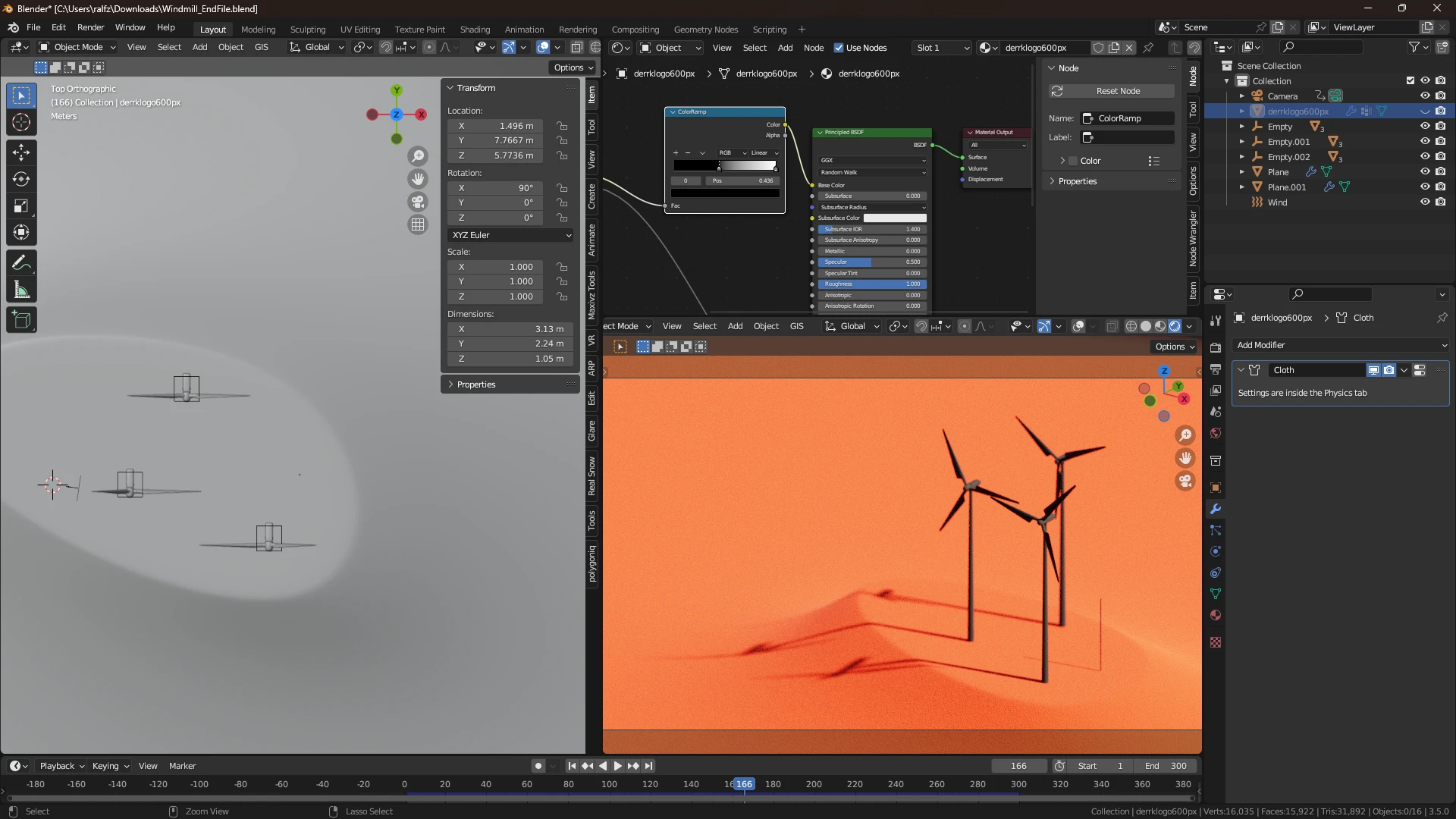 Windkraftanlage als Animation